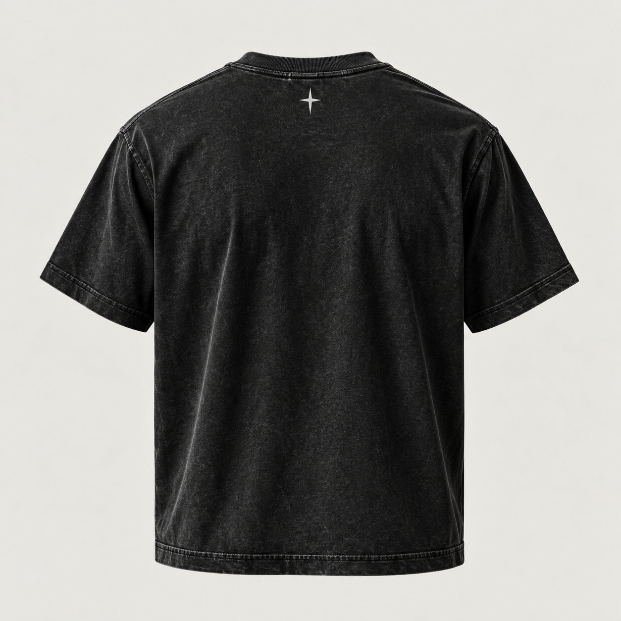 Essential Tee 01 in Mineral Black, back view.