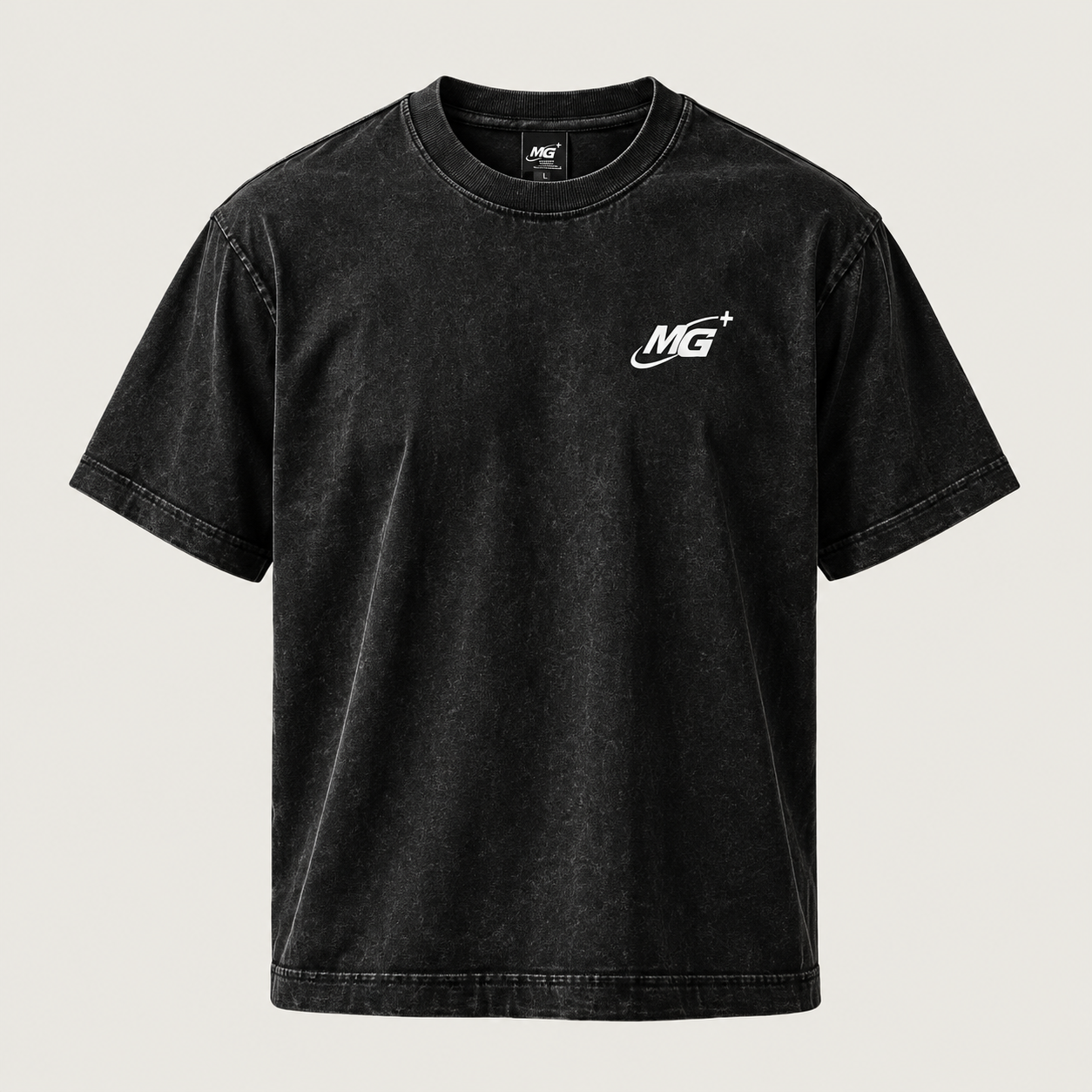 Essential Tee 01 in Mineral Black, front view.