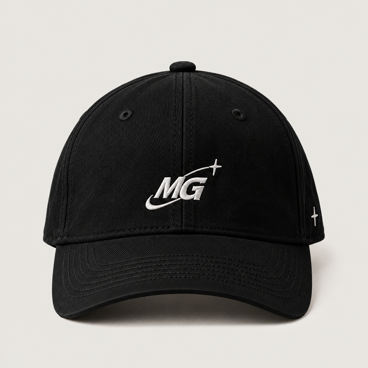 Performance Cap 01 in Black, front view.